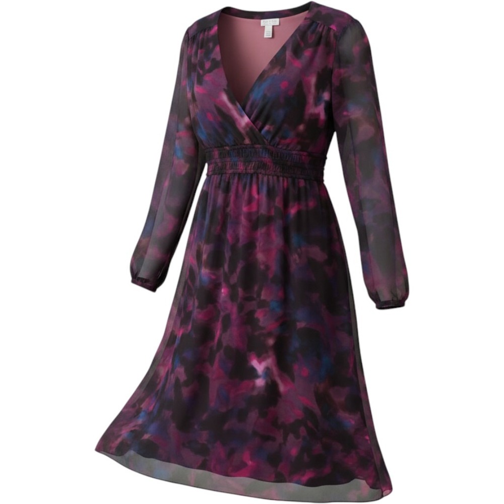 Sofia Jeans by Sofia Vergara Abstract Floral Faux Wrap Midi Dress Purple XL
